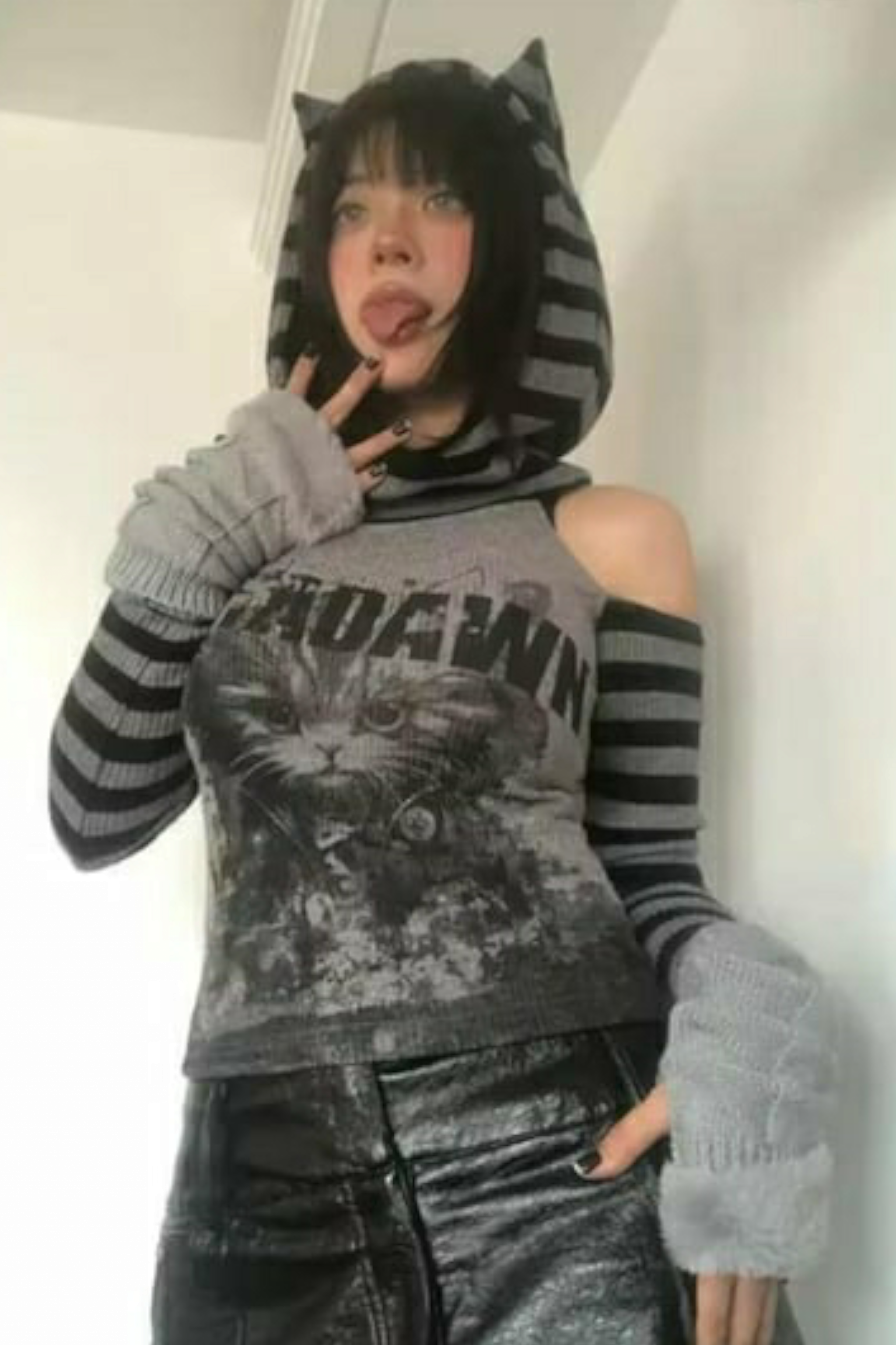Aftadawn Cat Kapüşonlu Bluz
