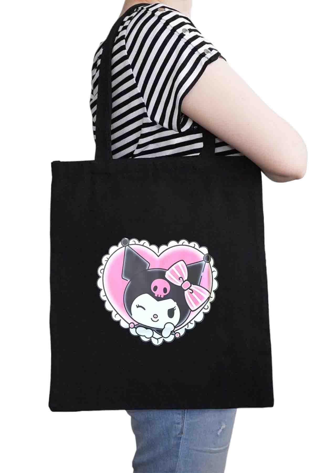 Anime Kuromi Sanrio Siyah Bez Çanta