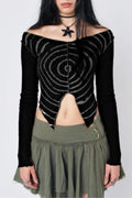 Asymmetrical Cut Black Bluz