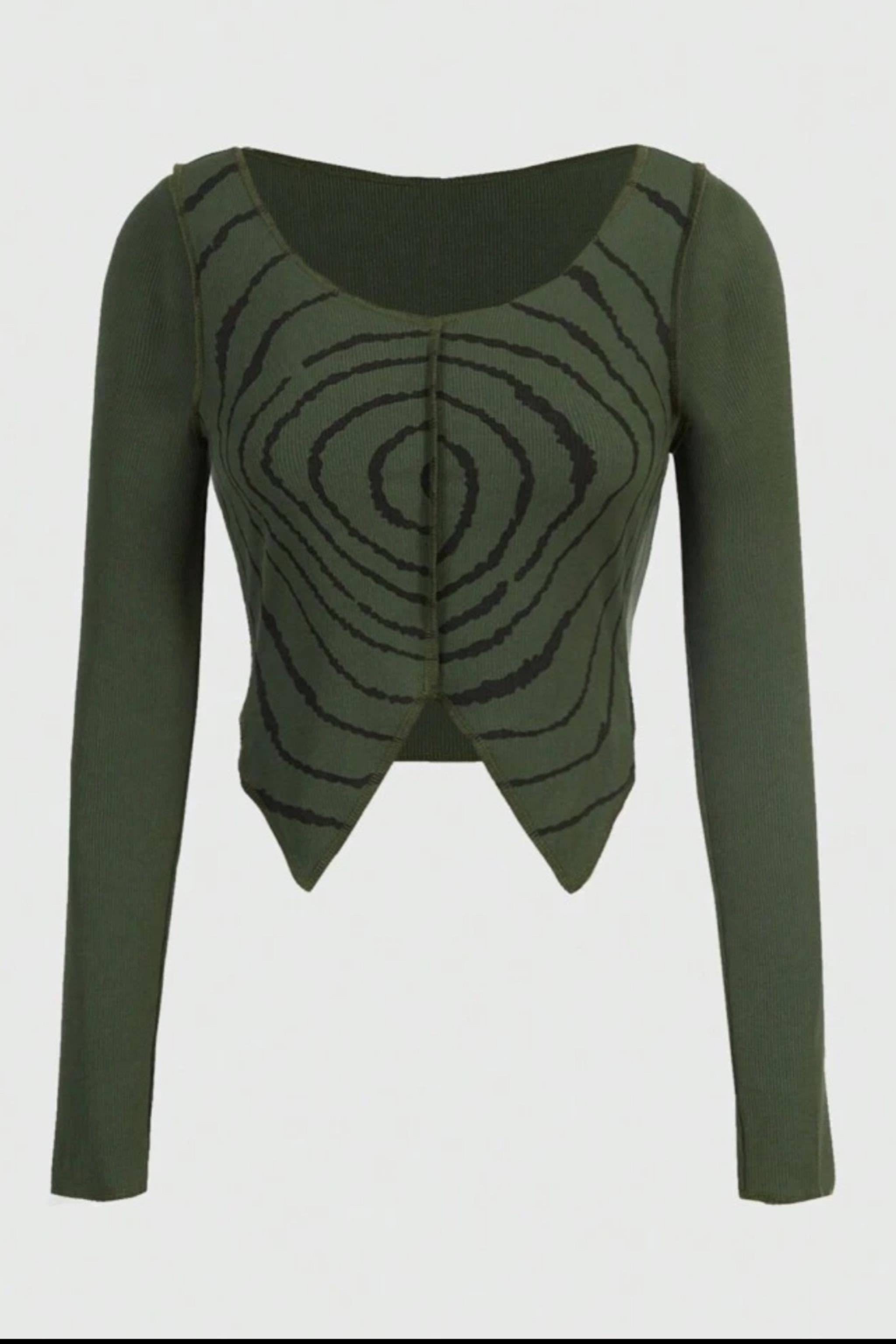 Asymmetrical Cut Green Bluz
