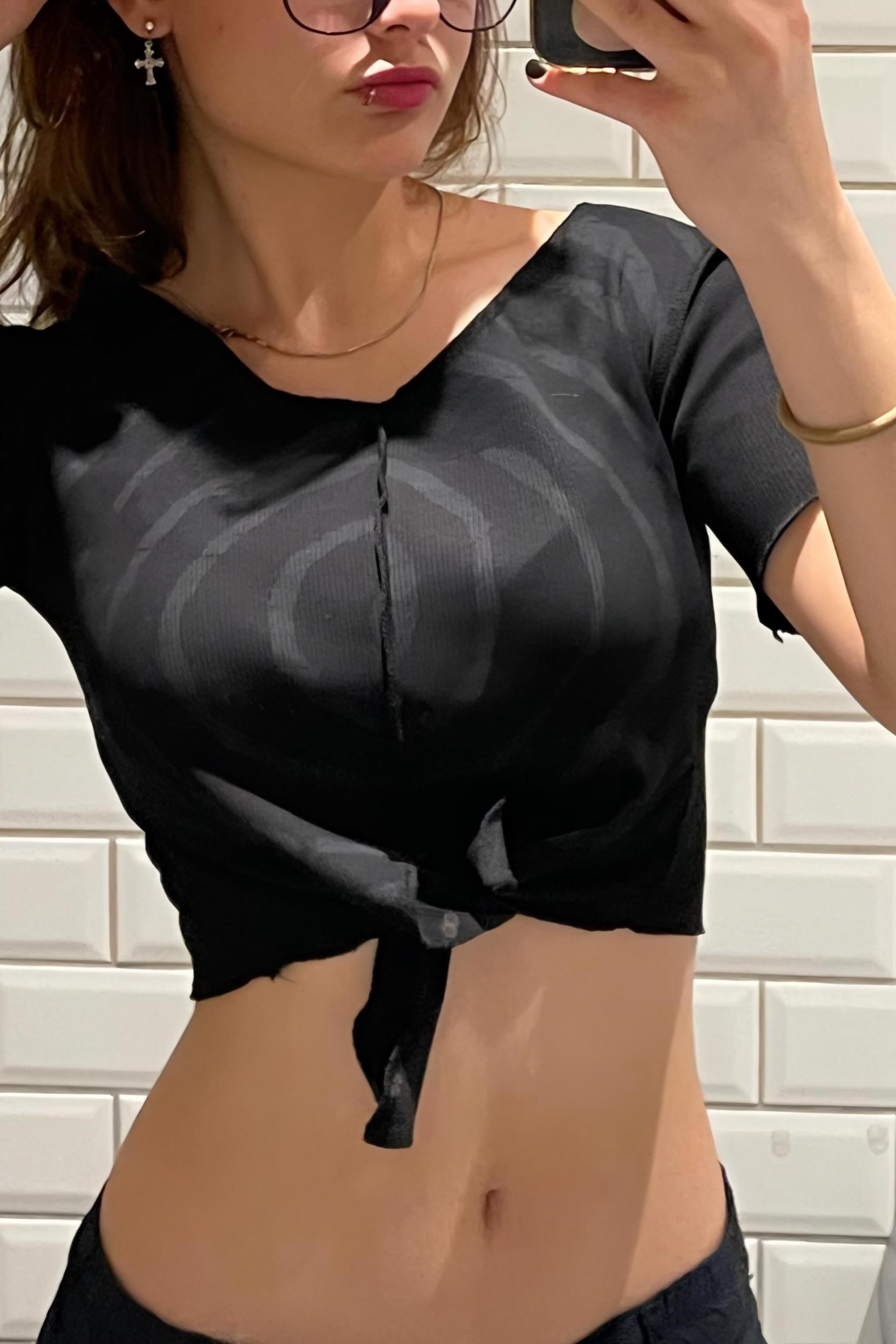 Asymmetrical Short Sleeve Bluz