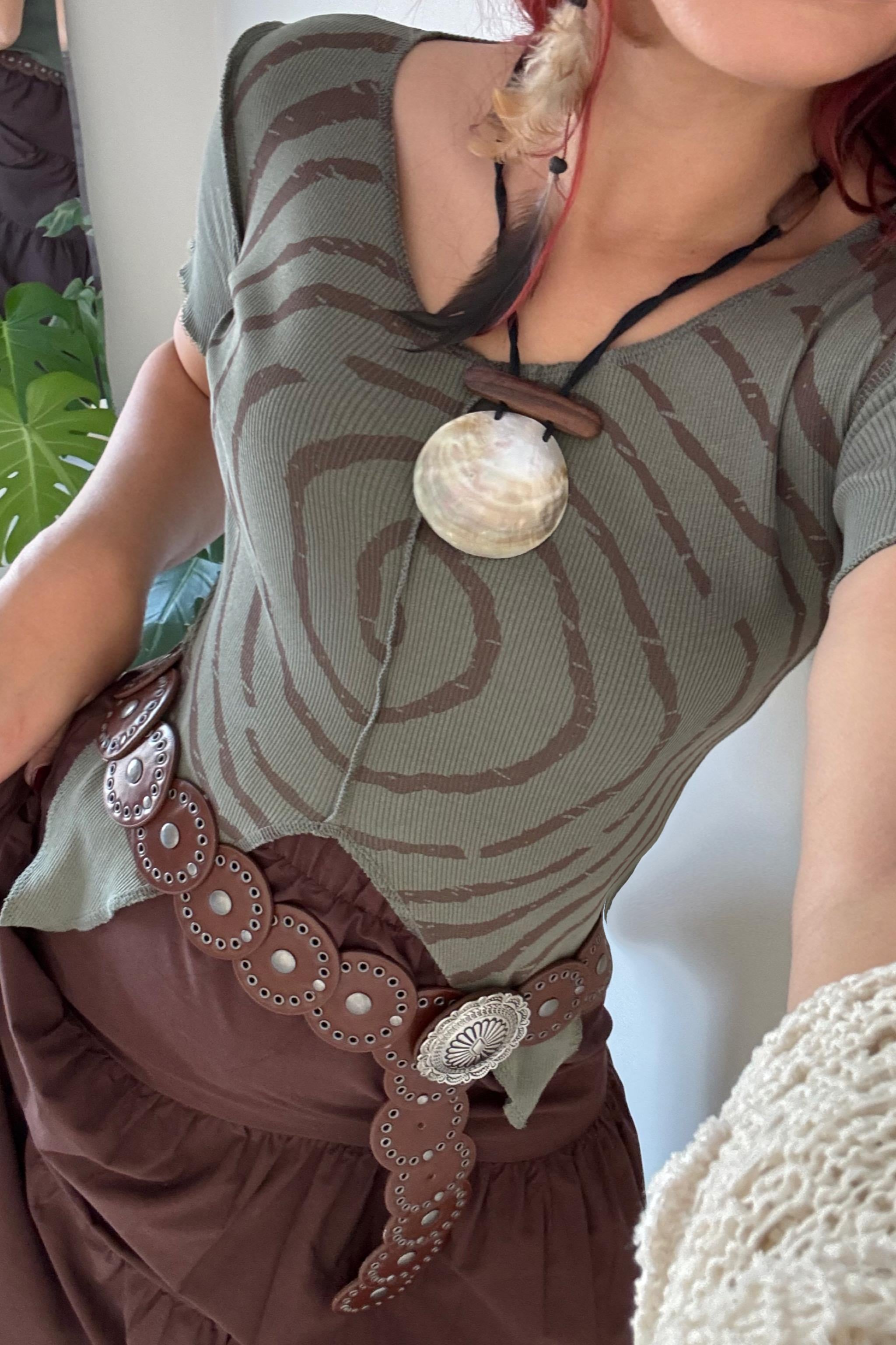 Asymmetrical Short Sleeve Green Bluz