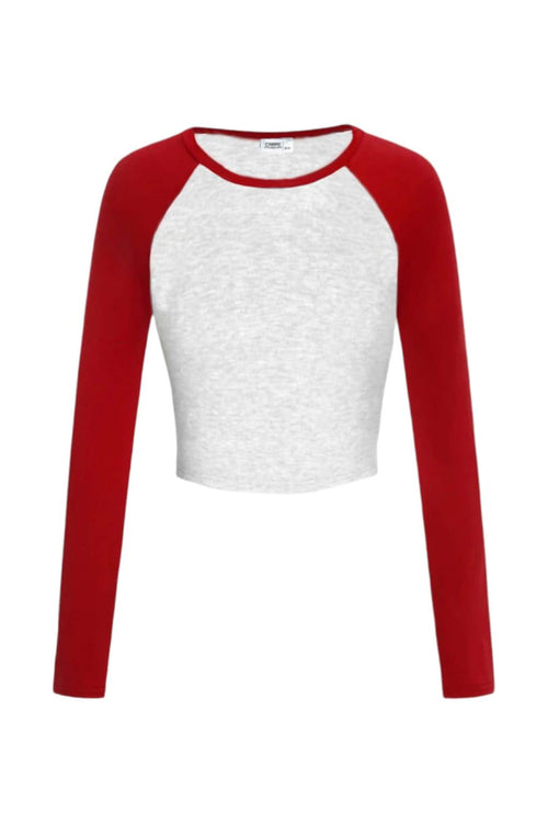Basic Kırmızı Reglan Uzun Kol Tam Boy Bluz