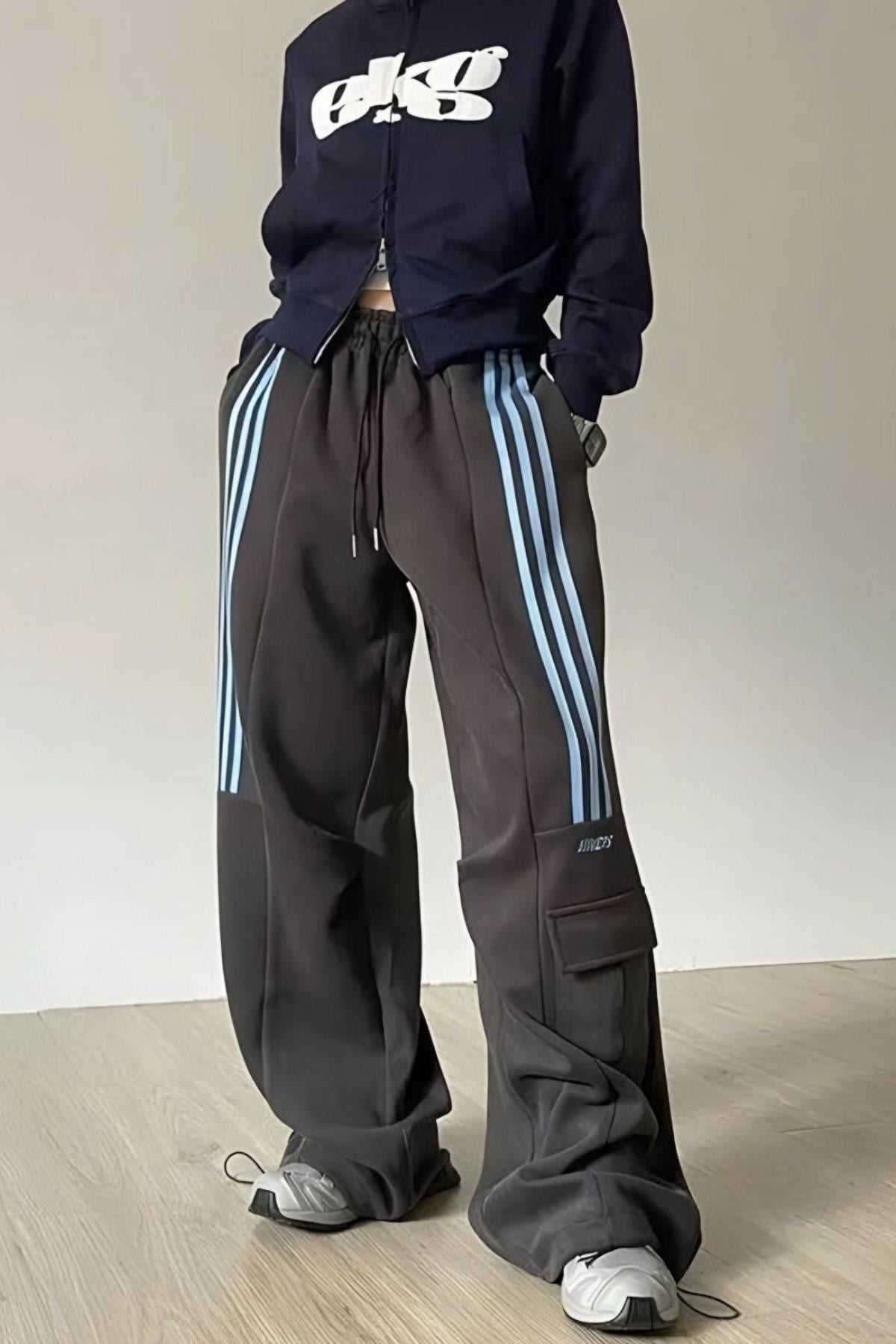 Black Baggy Line Detail Eşofman