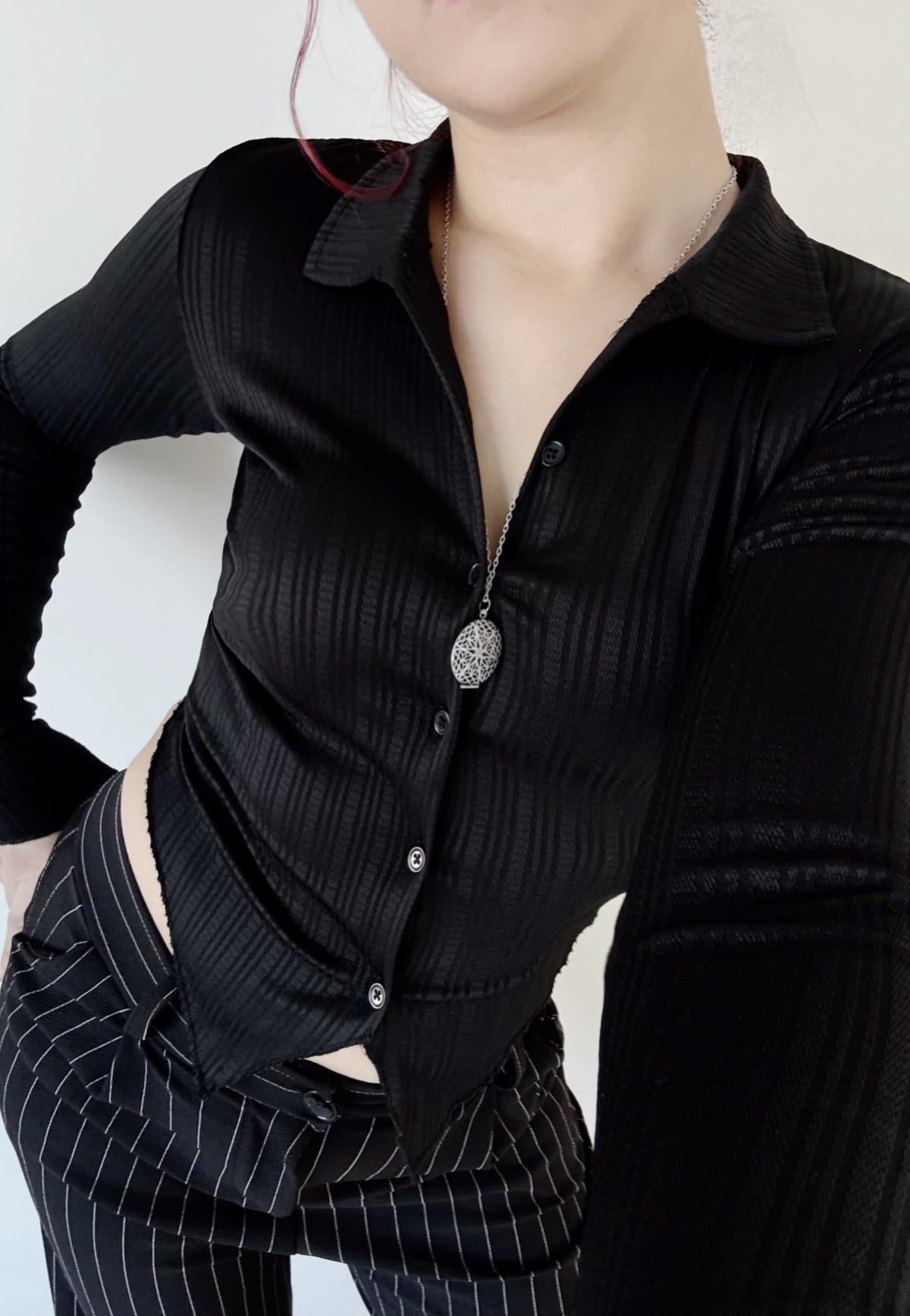 Black Düğmeli Slim Fit Gömlek