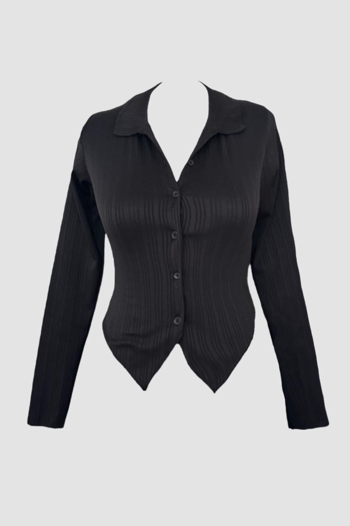 Black Düğmeli Slim Fit Gömlek