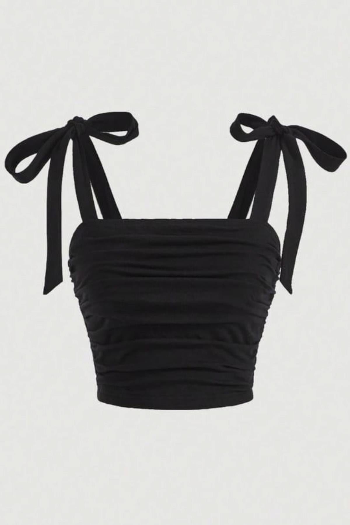 Black Fiyonk Askılı Crop