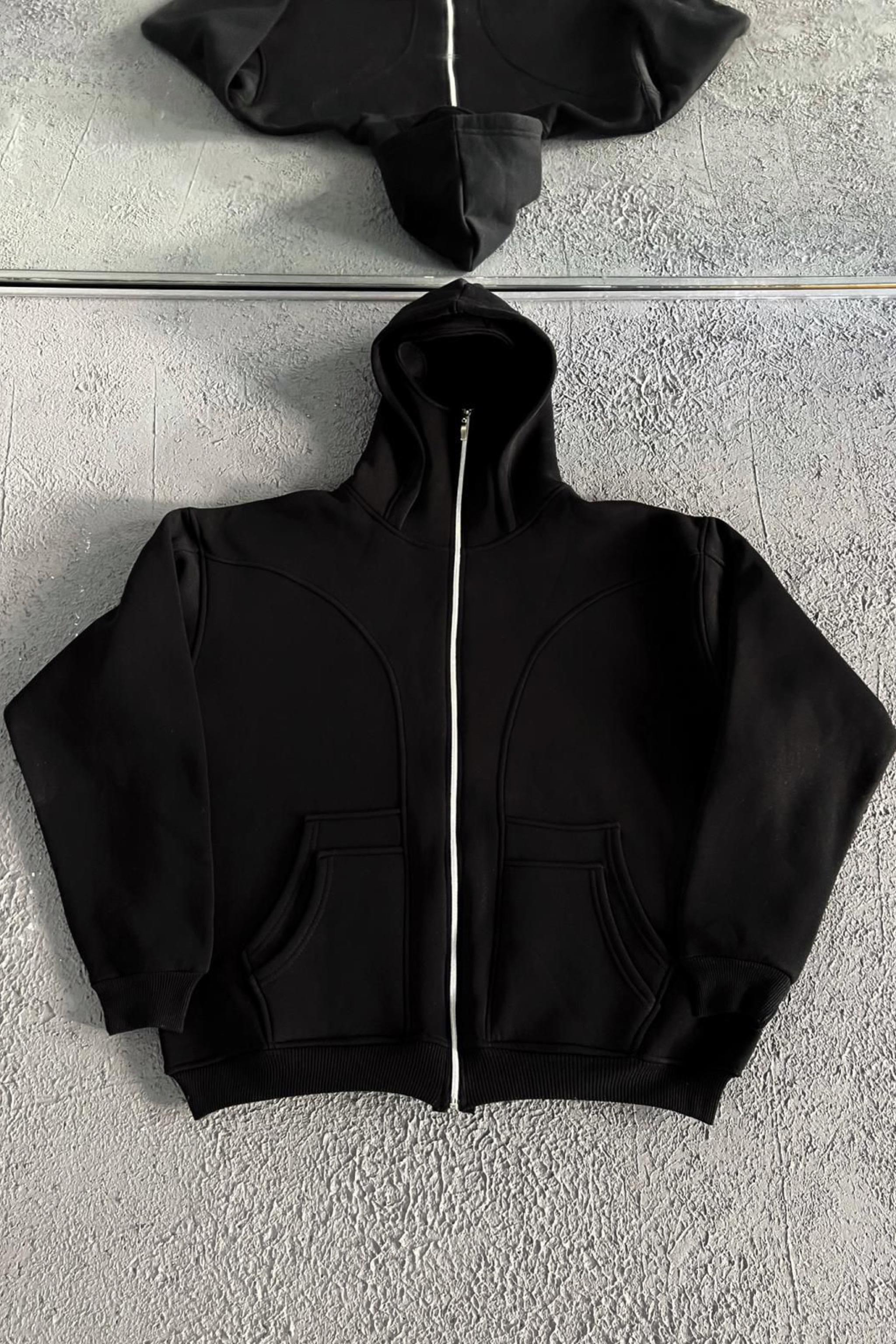 Black Kar Maskeli Oversize Hırka
