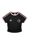 Black Pink Kitty Büzgülü Crop