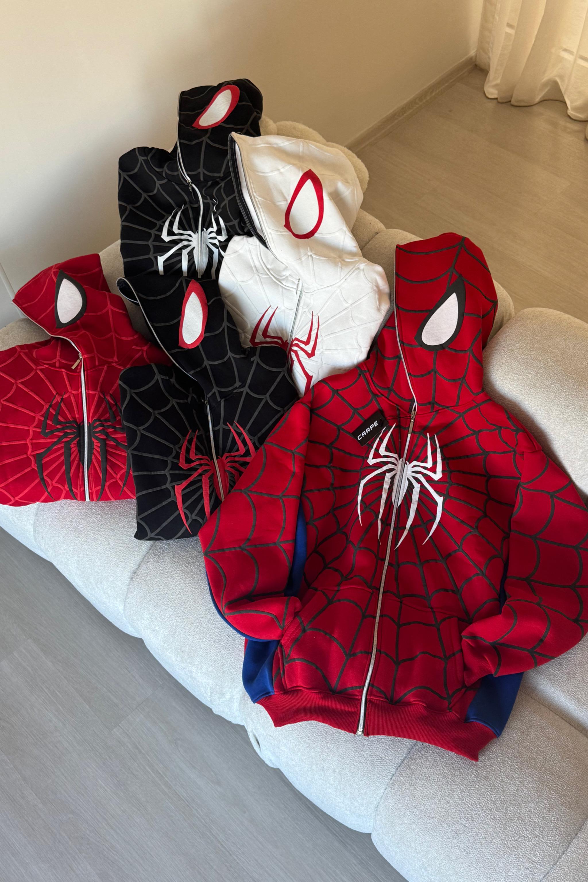 Black Red Spider Oversize Hırka