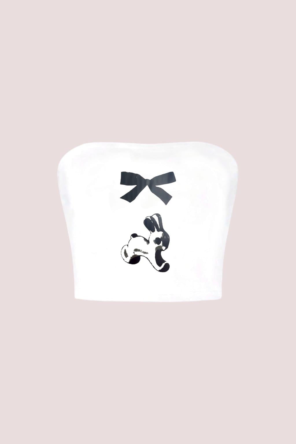 Black Ribbon Straplez Crop
