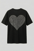 Black Sırt Taşlı Heart Oversize T-shirt