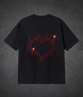 Black Sırt Taşlı Red Heart Oversize T-shirt