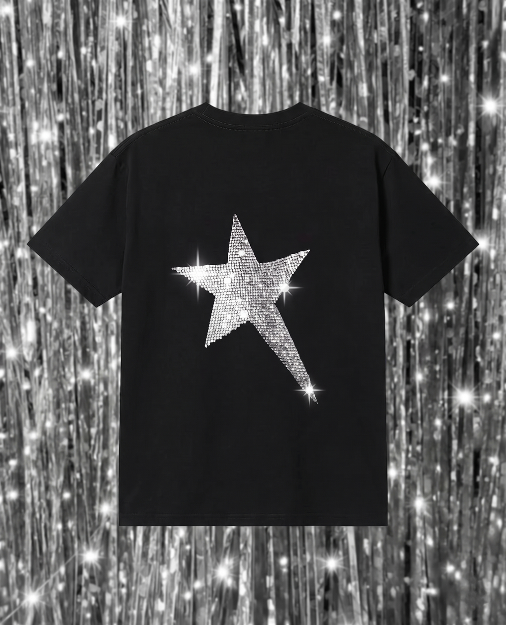 Black Sırt Taşlı Star Oversize T-shirt