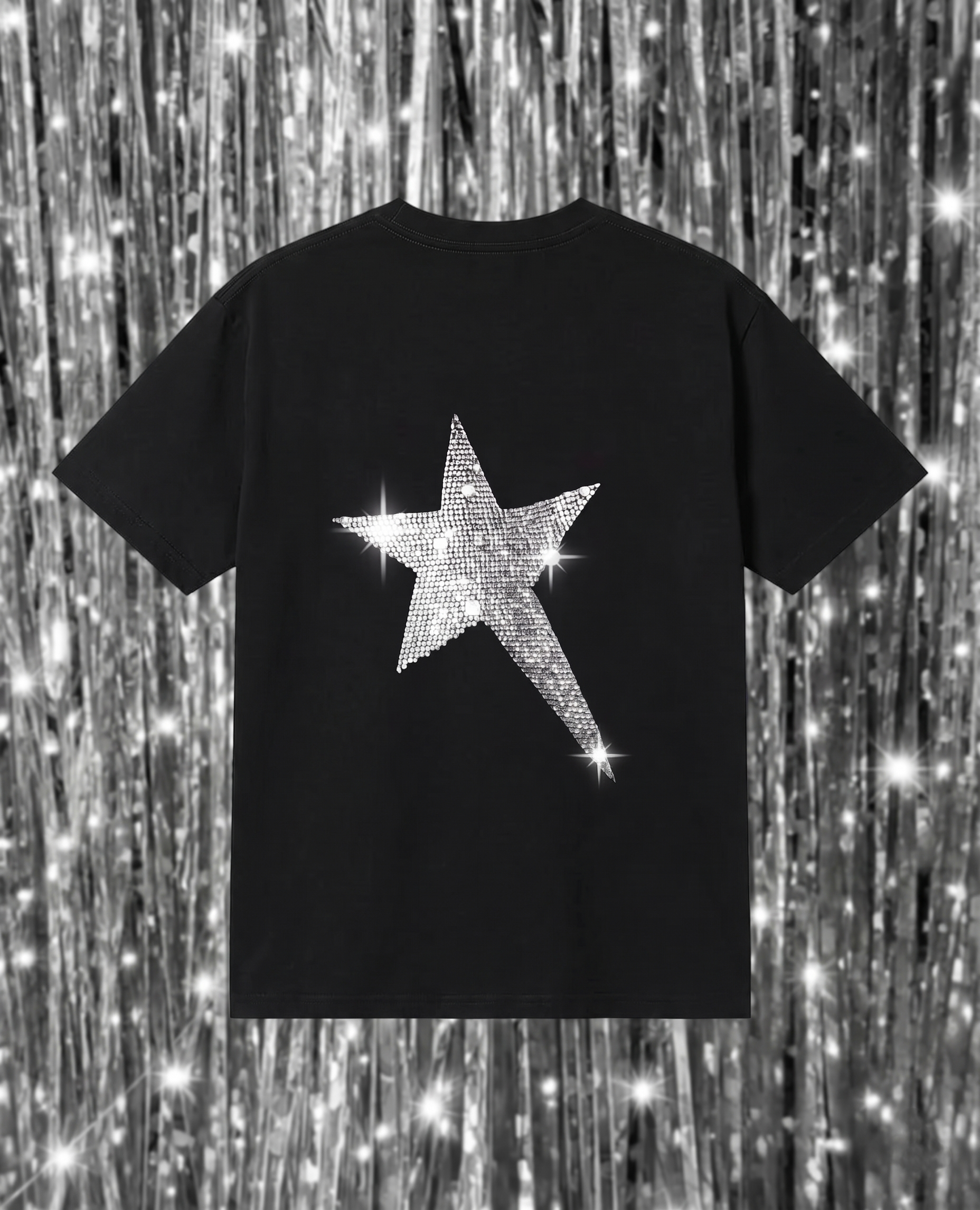 Black Sırt Taşlı Star Oversize T-shirt