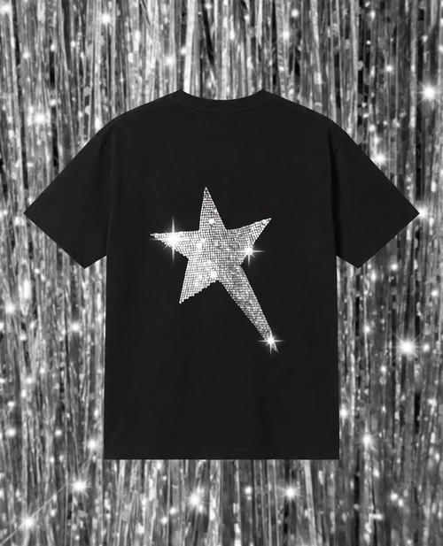 Black Sırt Taşlı Star Oversize T-shirt