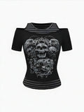 Black Skull Çizgili Bluz