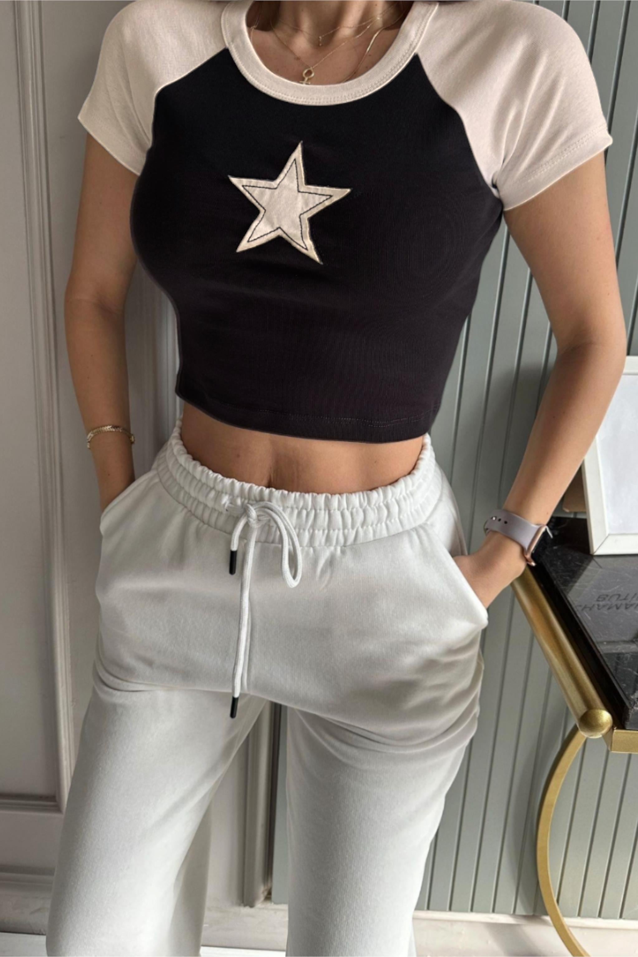 Black Star Crop T-Shirt