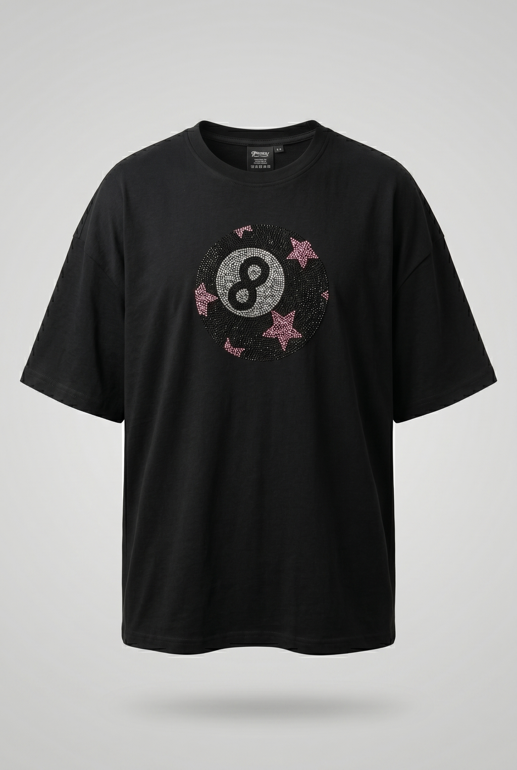 Black Taşlı Bilardo Topu Oversize T-shirt
