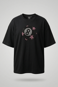 Black Taşlı Bilardo Topu Oversize T-shirt