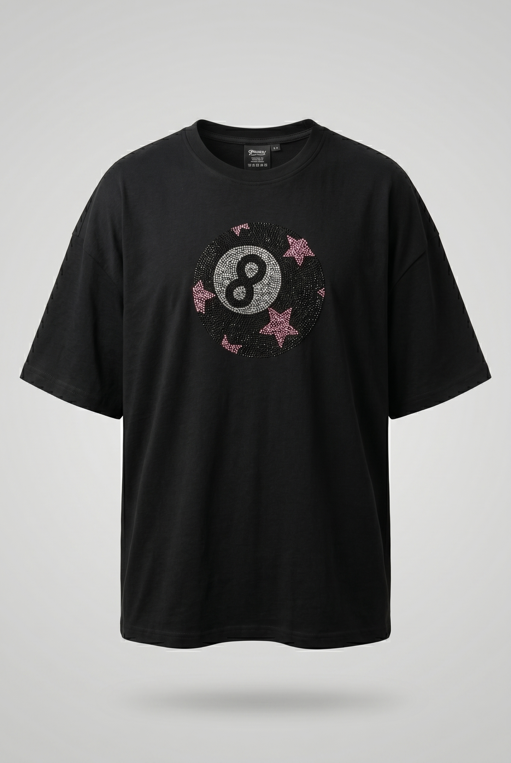 Black Taşlı Bilardo Topu Oversize T-shirt
