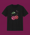 Black Taşlı Cherry Oversize T-shirt