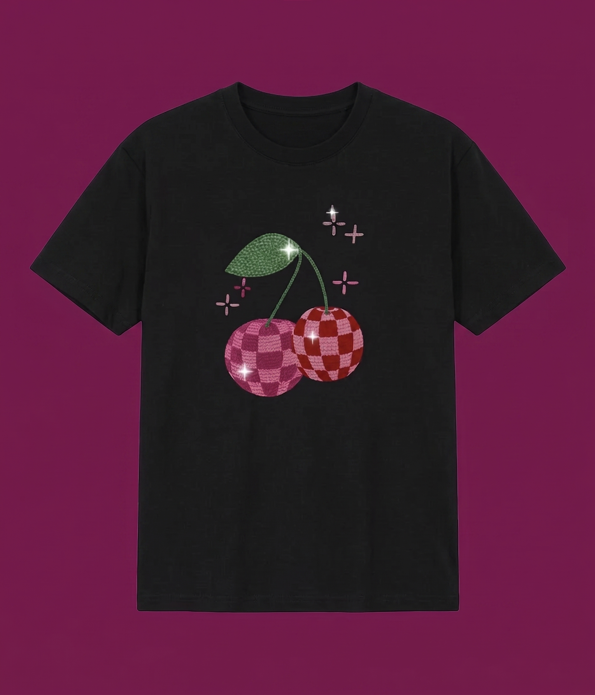 Black Taşlı Cherry Oversize T-shirt