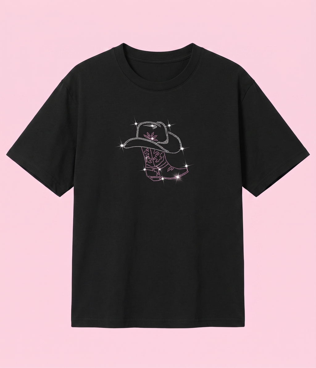 Black Taşlı Cowboy Oversize T-shirt