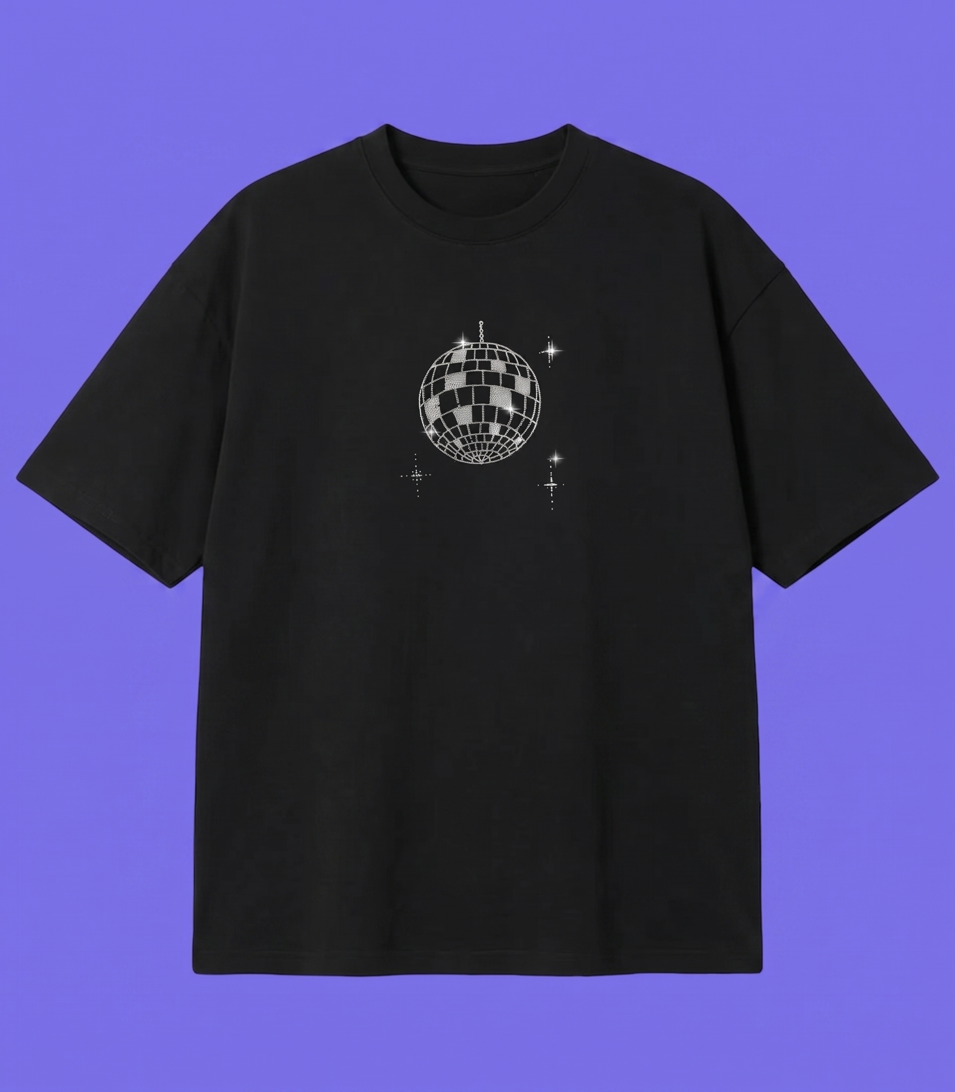 Black Taşlı Disco Oversize T-shirt