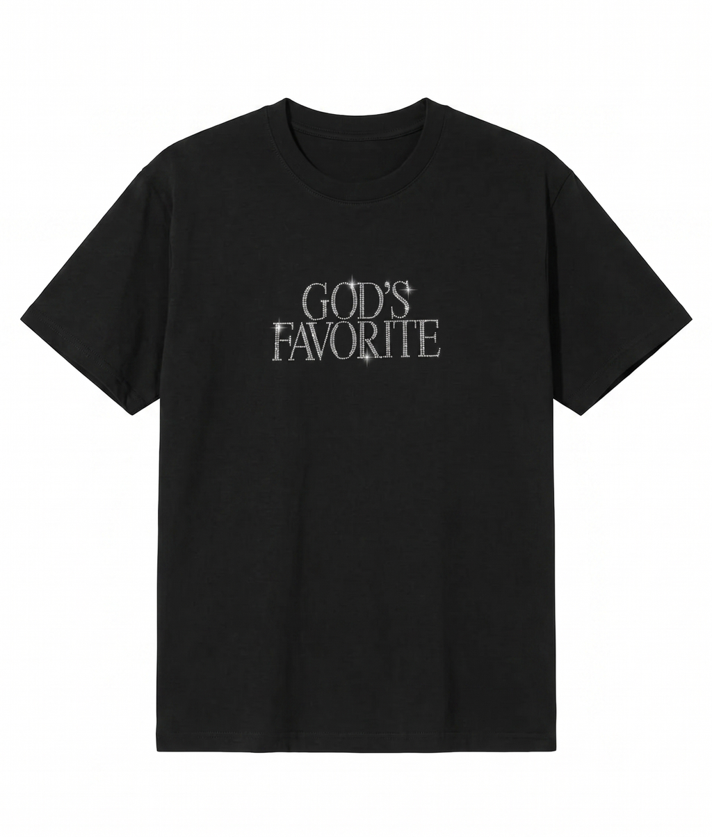 Black Taşlı Gods Favorite Oversize T-shirt