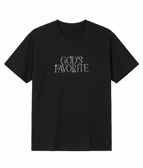 Black Taşlı Gods Favorite Oversize T-shirt