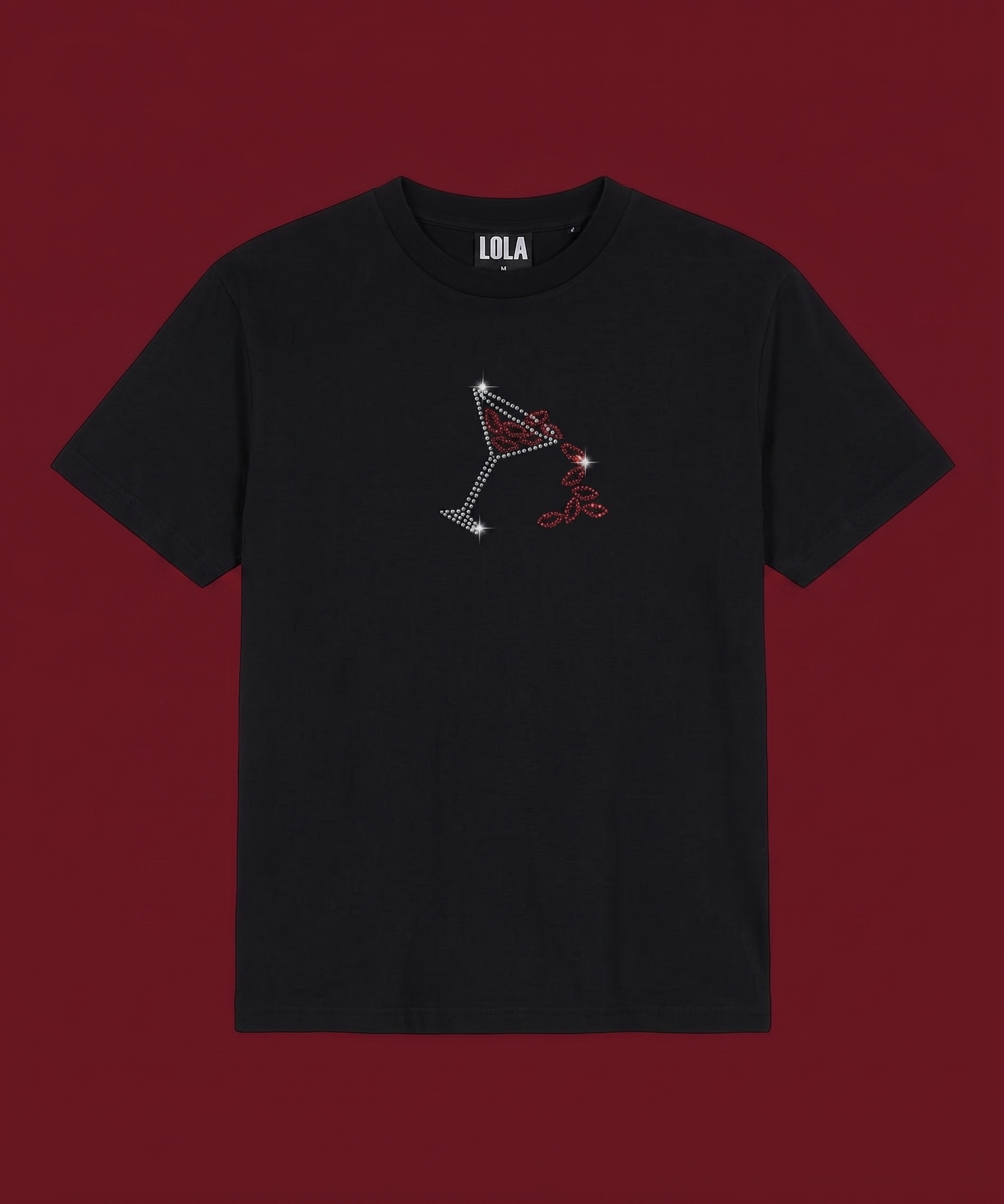 Black Taşlı Kiss Martini Oversize T-shirt