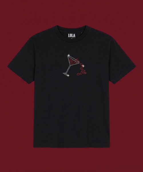 Black Taşlı Kiss Martini Oversize T-shirt