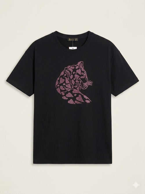 Black Taşlı Tiger Oversize T-shirt