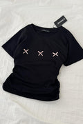 Black Three Ribbon Bluz
