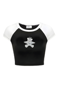 Black White Angel Bear Crop