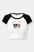 Black White Call Me Cute Crop