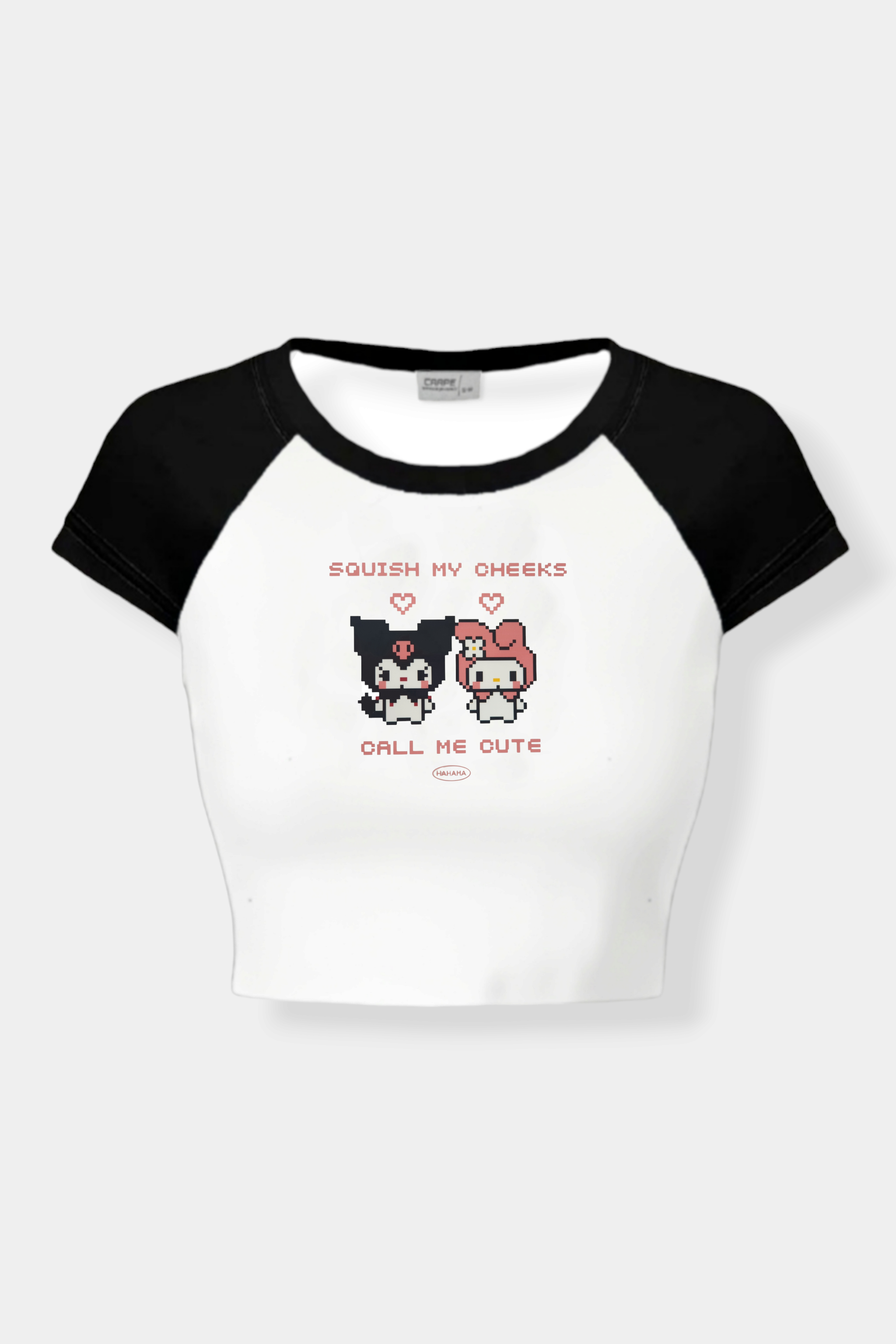 Black White Call Me Cute Crop