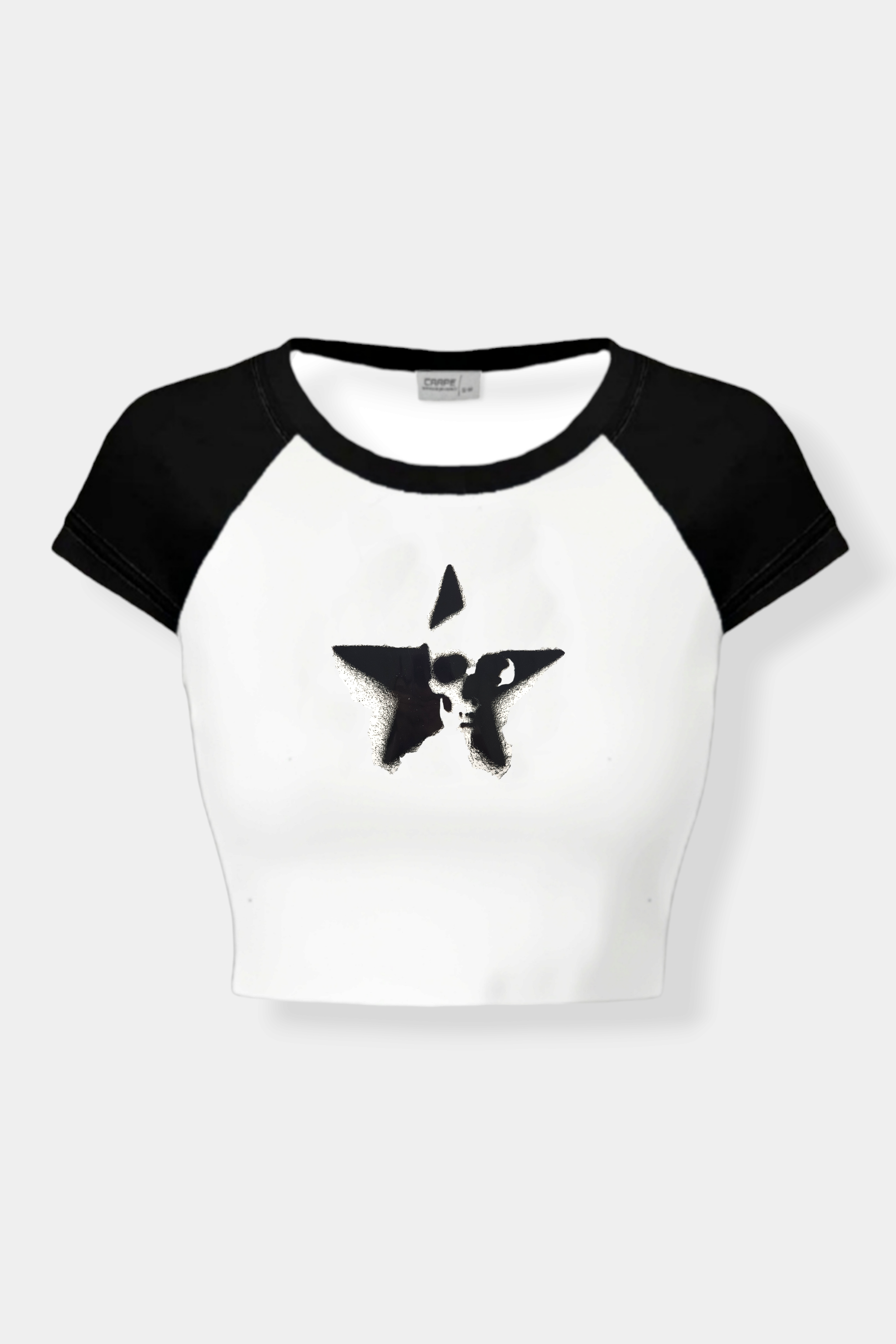 Black White Star Skull Crop