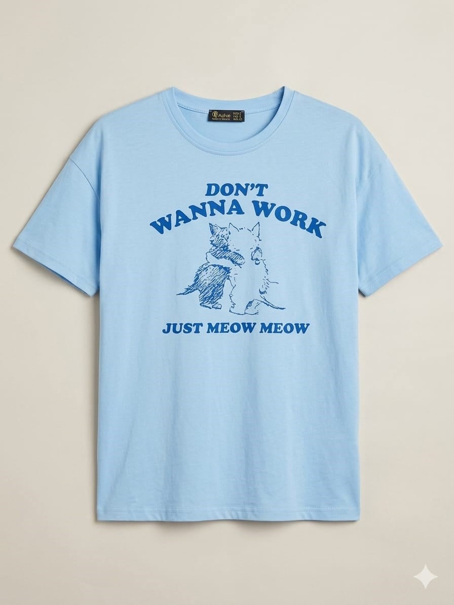 Blue Wanna Work Oversize T-shirt