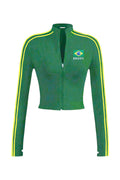 Brasıl Fermuarlı Crop Hırka