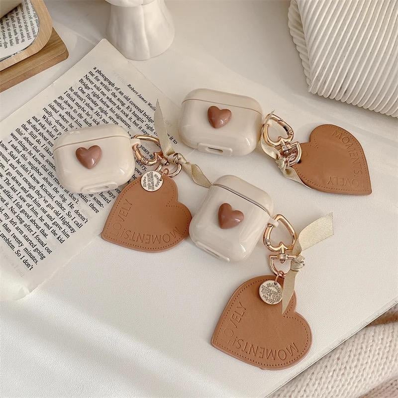 Brown Heart Airpods Kılıfı