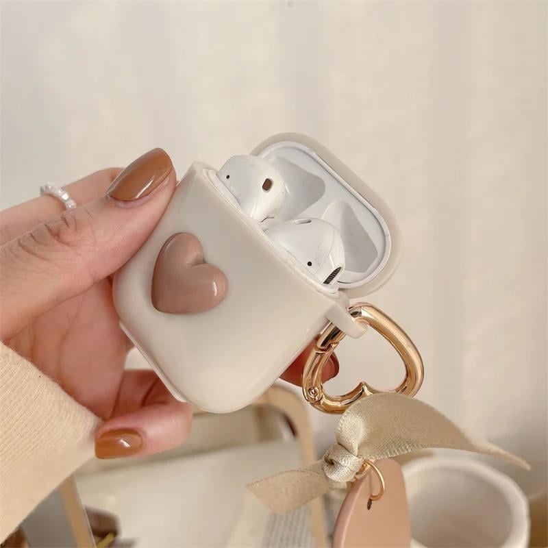 Brown Heart Airpods Kılıfı