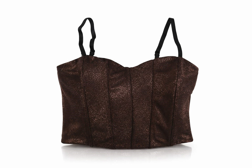 Brown Silvery Corset Büstiyer