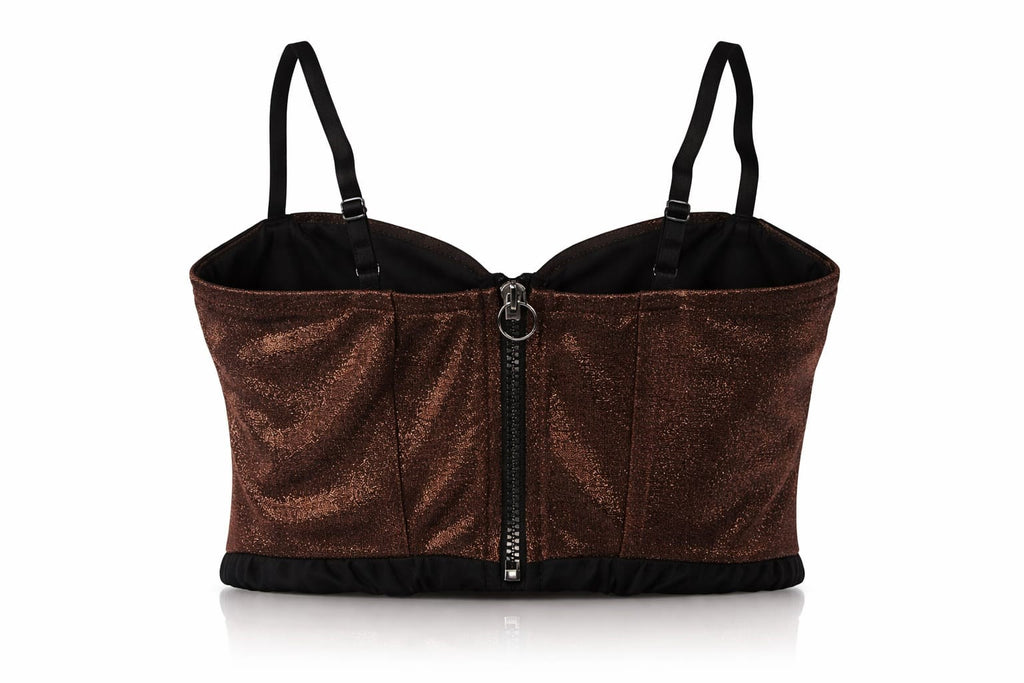 Brown Silvery Corset Büstiyer