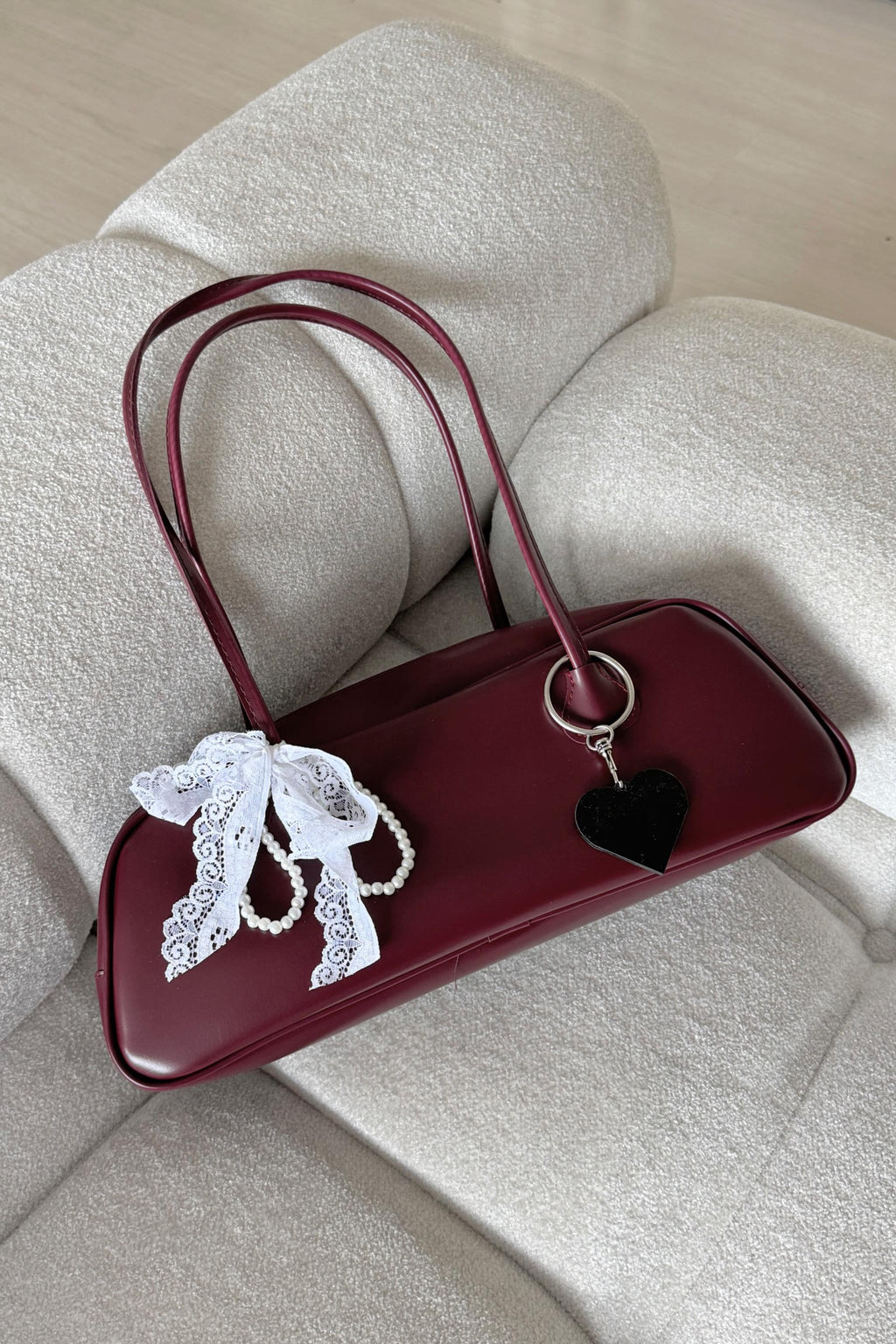 Burgundy Leather Omuz Çantası