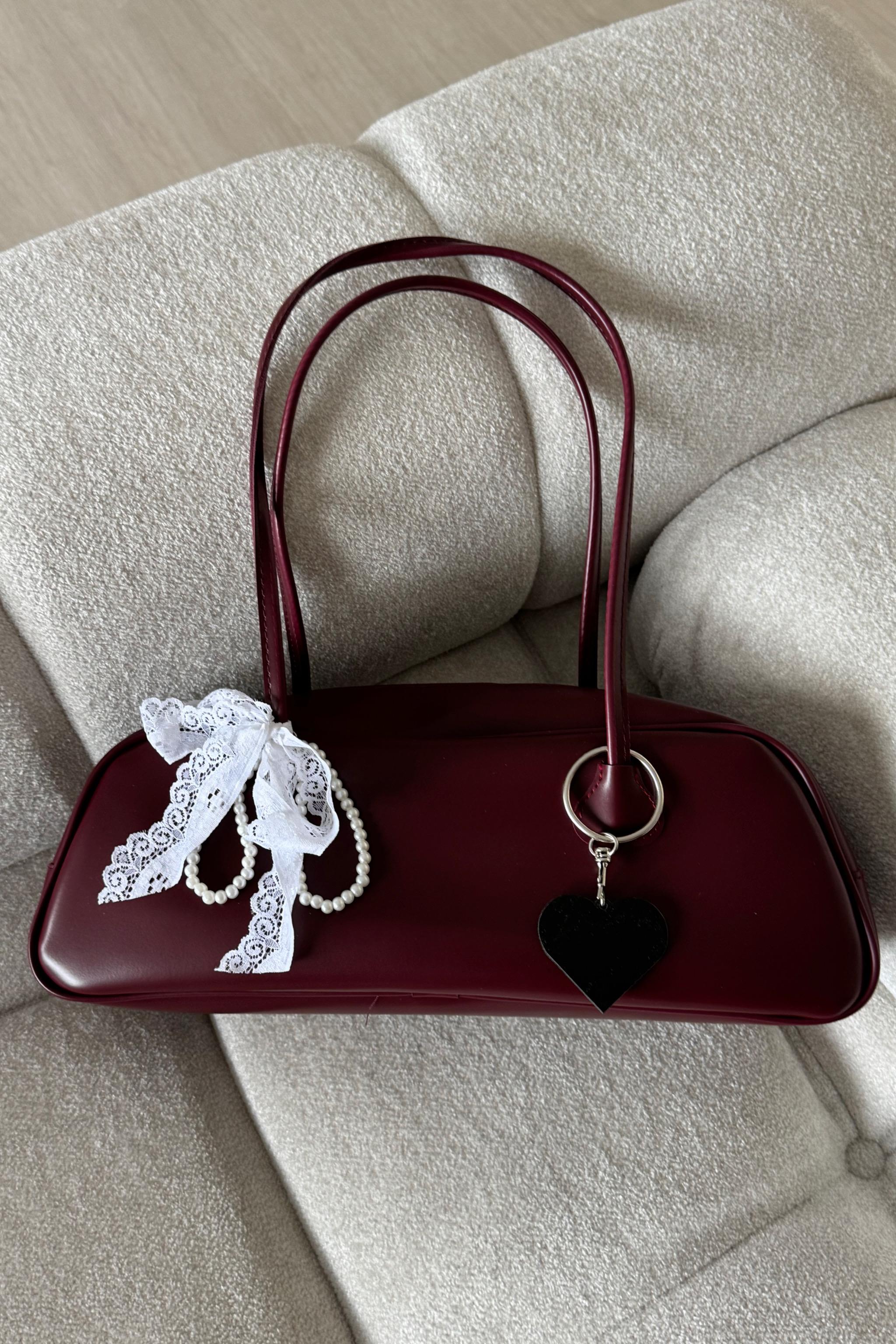 Burgundy Leather Omuz Çantası