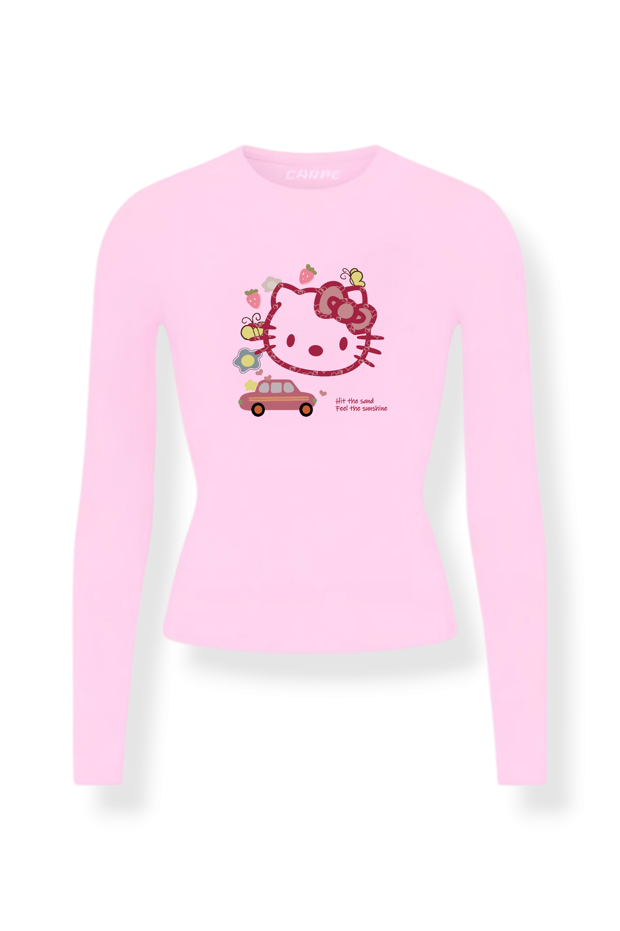 Car Pink Cat Uzun Kol Tam Boy Bluz