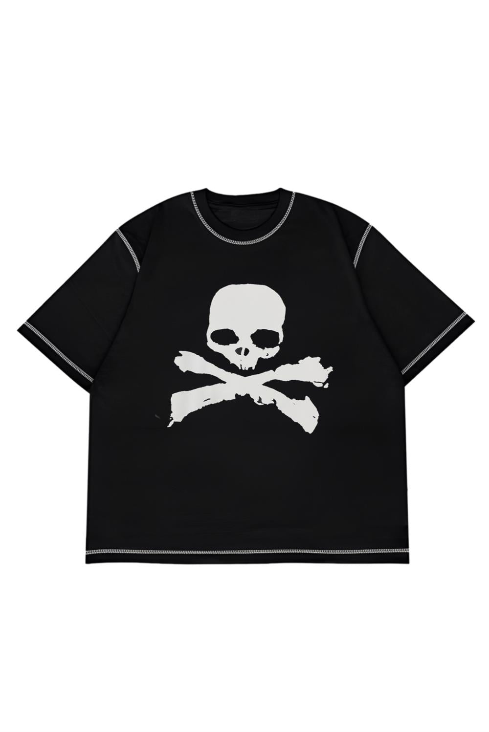 Dagger Skull Ters Dikiş Oversize T-shirt