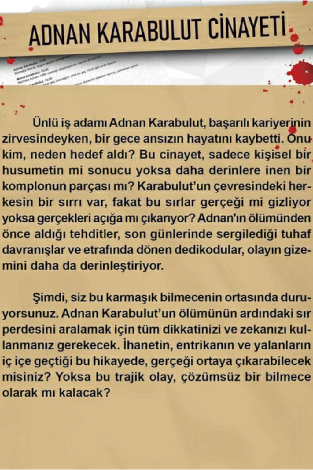 Dedektiflik Çözme Oyunu - Adnan Karabulut Davası